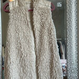 Anthropologie Cream Faux Fur Vest